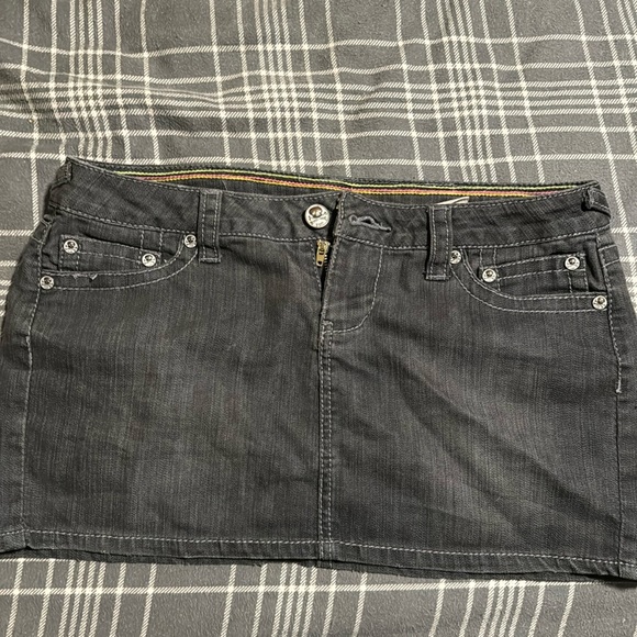 Light Black Denim Mini-Skirt - Picture 1 of 2